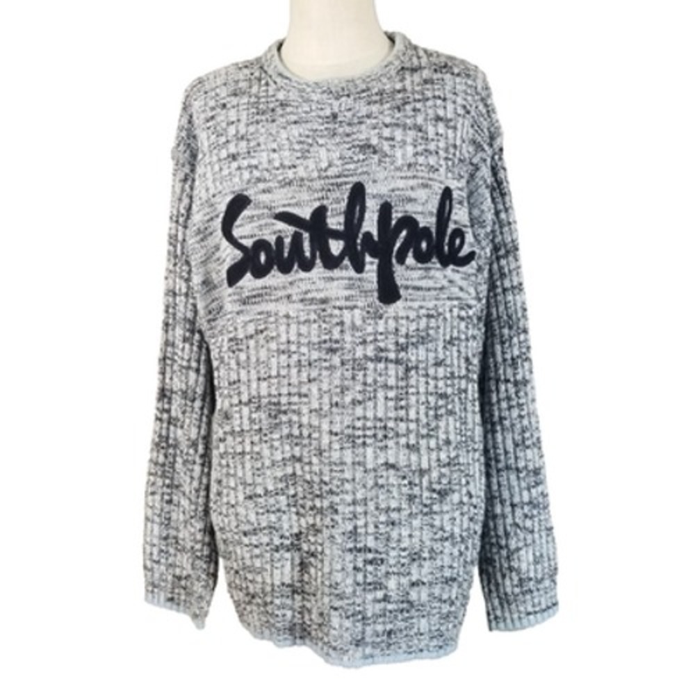 Southpole Sweater Mens XXL Blue Cable Knit Chunky Pullover 90s Retro Urban